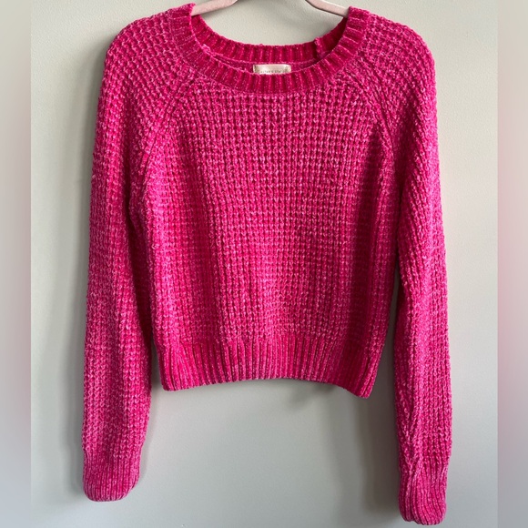 Altar'd State Sweaters - Altar’d State Chenille Knit Hot Pink Cropped Sweater